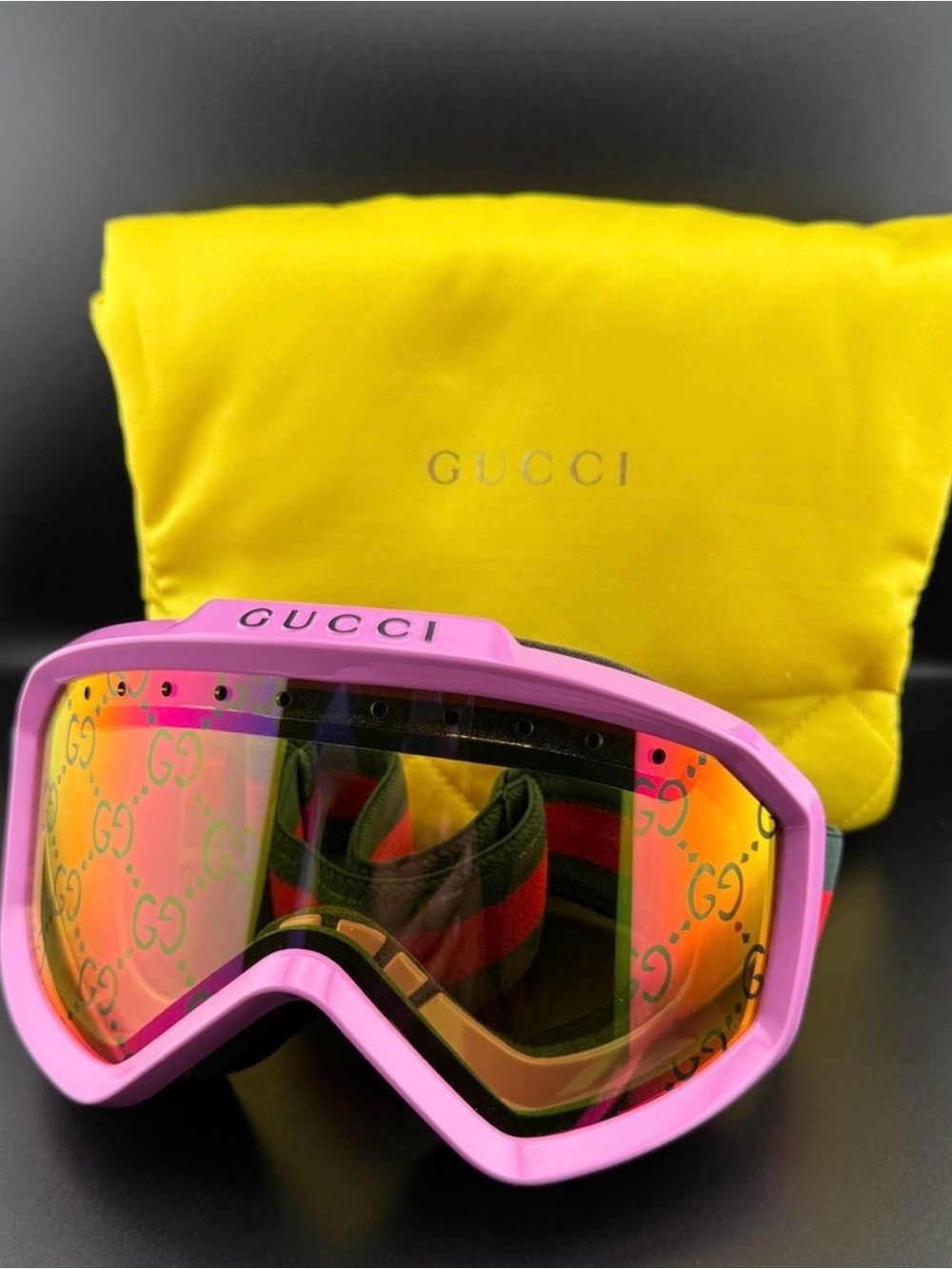 Gucci 💅 Pink GG Monogram Designer Ski Goggles Brand New W/ Verification GG1210S